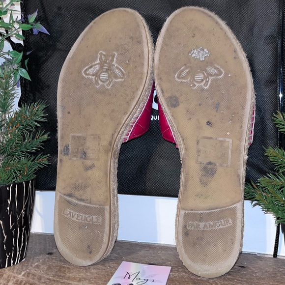 Gucci: GG Marmont Sandals Pilar Leather Espadrille Double Logo Sliders - Picture 7 of 15